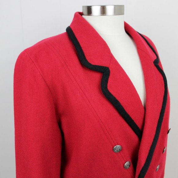 Vintage 80s / 90s Military Style Red Wool Jacket Size 14 - Picture 5 of 10